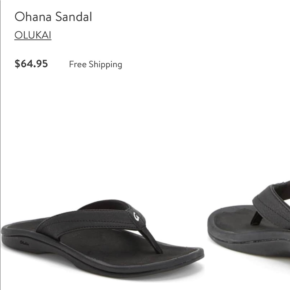 Olukai Ohana Black womens flip flop size 7